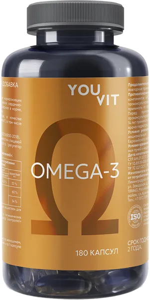 Изображение Комплекс витаминный Ювит омега-3 1400 мг 35 % Мирролла п/б, 180 шт