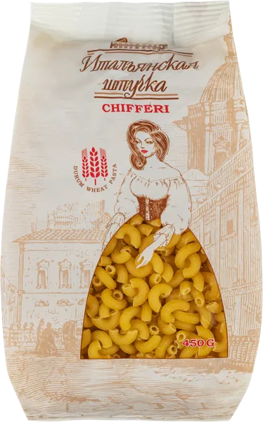 Изображение Макароны из твердых сортов Итальянская штучка рожки Макаронная фабрика м/у, 450 г