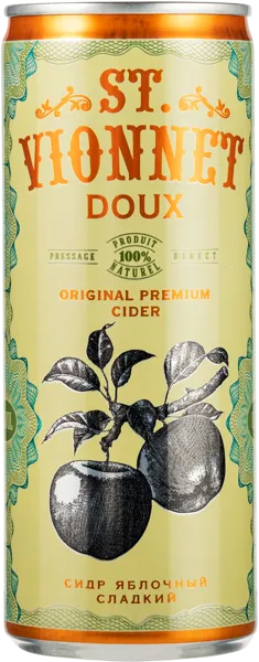 Изображение Сидр яблочный сладкий 5,5% Св. Вионне Союз-Вино ж/б, 0,25 л