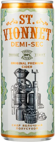 Изображение Сидр яблочный п/сух 5,5% Св. Вионне Союз-Вино ж/б, 0,25 л