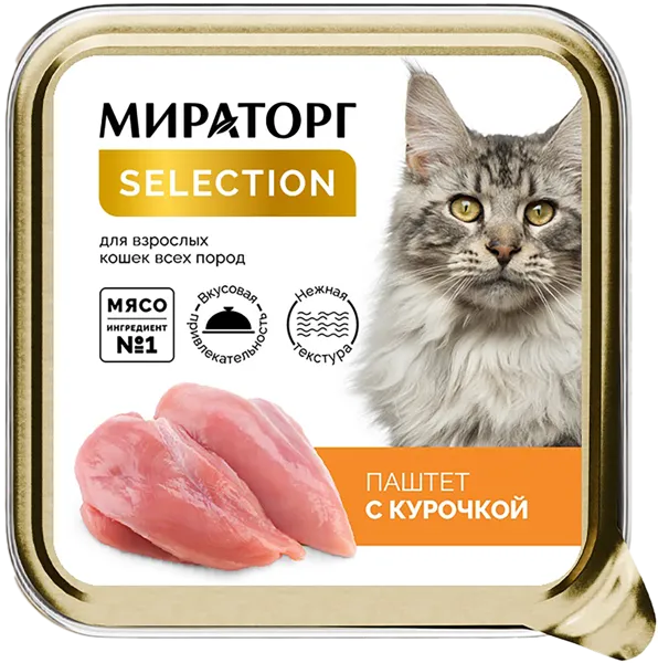 Изображение Корм для взрослых кошек Мираторг паштет курица Мираторг п/у, 100 г
