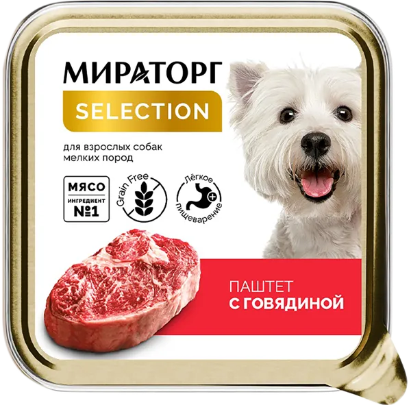 Изображение Корм для собак мелких пород Мираторг паштет говядина Мираторг п/у, 100 г