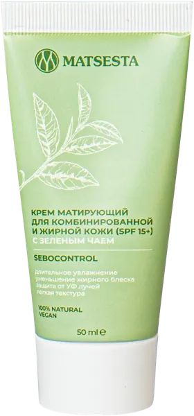 Изображение Крем для лица матирующий Мацеста зеленый чай СПФ 15+ Мацеста п/у, 50 мл