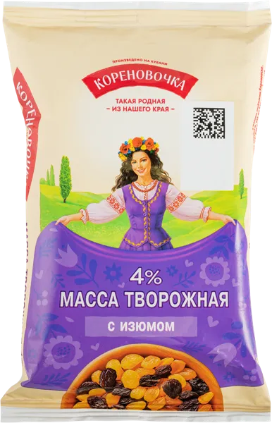 Изображение Творожная масса 4% Кореновочка изюм Кореновский МКК м/у, 180 г