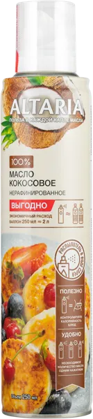 Изображение Масло кокосовое Алтария спрей нерафинированное Алтария ж/б, 250 мл