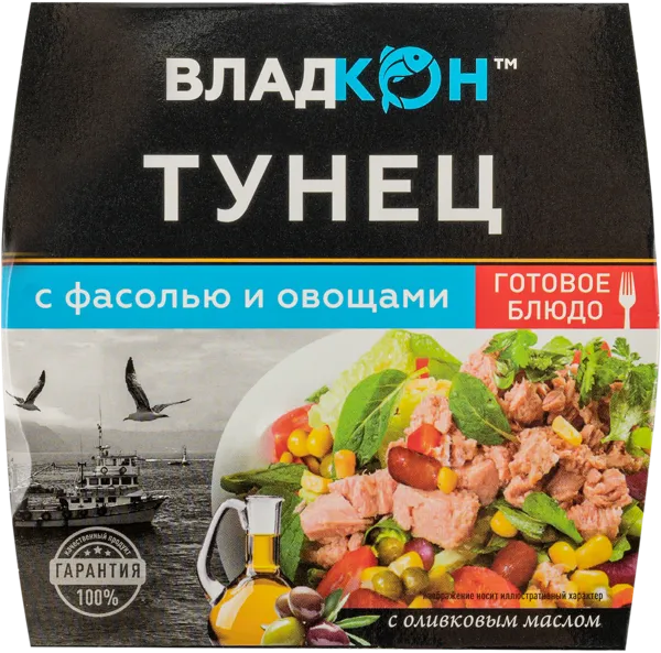 Изображение Тунец Владкон фасоль овощи Владкон ТД ж/б, 160 г