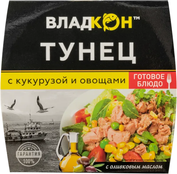Изображение Тунец Владкон кукуруза овощи Владкон ТД ж/б, 160 г