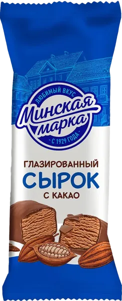 Изображение Сырок творожный 20% без сахара Минская марка какао Минский молочный завод №1 м/у, 45 г