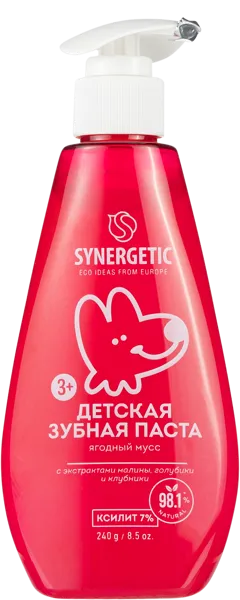 Изображение Зубная паста детская 3+ Синергетик БИО ягодный мусс Синергетик п/у, 240 мл