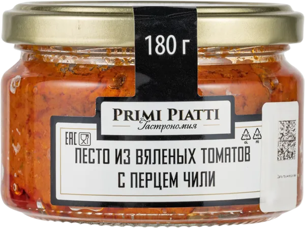 Изображение Соус из вяленых томатов Прими пиатти песто с чили Шнейдерман Е.Д. ИП с/б, 180 г
