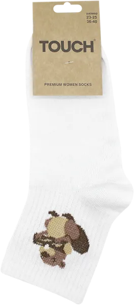 Изображение Носки размер 23-25 женские Тач бобры белые Аврора , 1 пара