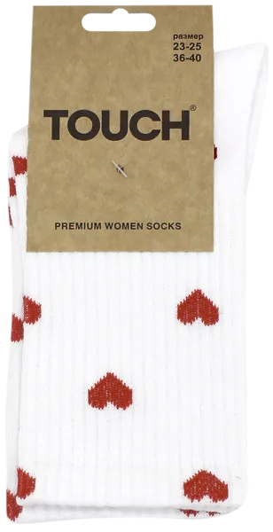 Изображение Носки размер 23-25 женские Тач сердечки белые Аврора , 1 пара