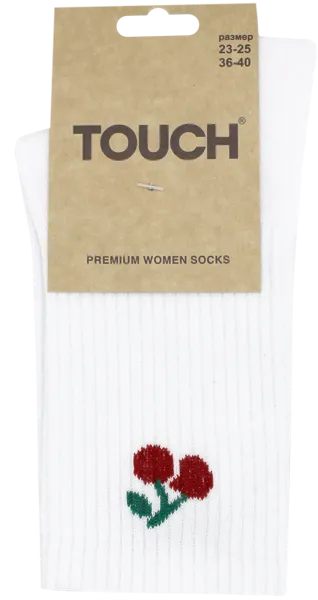 Изображение Носки размер 23-25 женские Тач вишенка белые Аврора , 1 пара