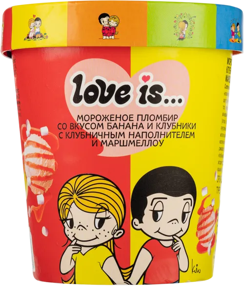 Изображение Мороженое с клуб. напол. и маршмеллоу Лав Из банан клубника Белгородский ХК кар/ст, 270 г