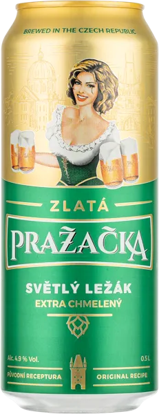Изображение Пиво светлое Лагер 4,9% Пражечка Злата Раковник ж/б, 0,5 л