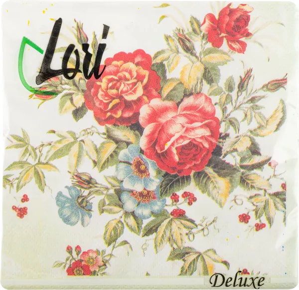 Изображение Салфетки 3х-слойные Лори делюкс розы 33*33см Фабрика Люкс м/у, 20 шт