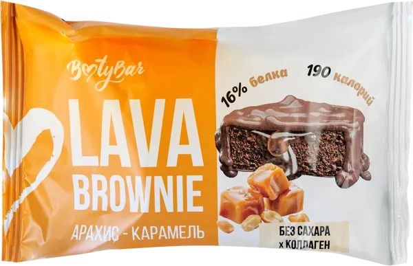 Изображение Пирожное протеиновое Бутибар брауни арахис карамель Фитснек м/у, 50 г