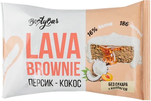 Изображение Пирожное протеиновое Бутибар брауни кокос персик Фитснек м/у, 50 г
