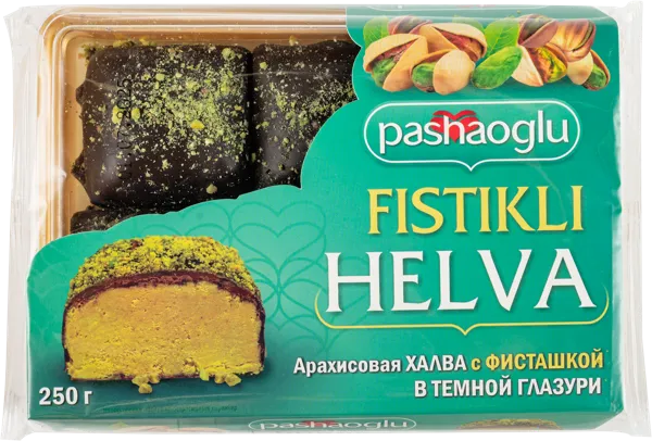 Изображение Халва в шоколадной глазури Пашаоглу арахисовая с фисташкой Восточный букет м/у, 250 г