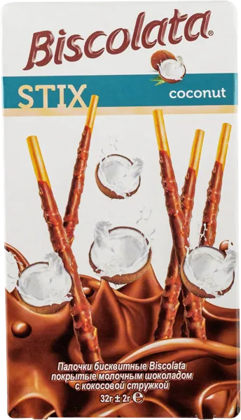 Изображение Соломка в шоколаде Бисколата с кокосовой стружкой Шолен кор, 32 г