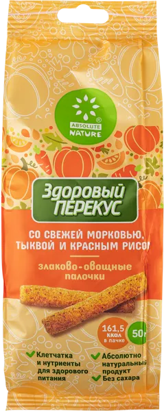 Изображение Снеки злаково-овощные Абсолют Нэйче морковь тыква рис Абсолют Натуре м/у, 50 г