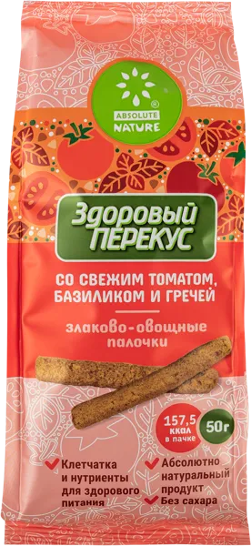Изображение Снеки злаково-овощные Абсолют Нэйче томаты базилик греча Абсолют Натуре м/у, 50 г