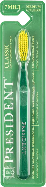Изображение Зубная щетка средняя Президент классик Чжэцзян Жасмин п/у, 1 шт