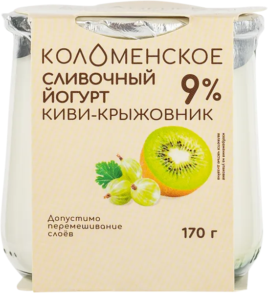 Изображение Йогурт 9% Коломенское киви крыжовник Коломенское с/б, 170 г