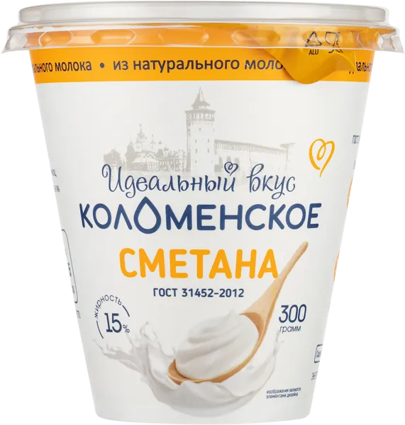 Изображение Сметана 15% Коломенское Коломенское п/б, 300 г