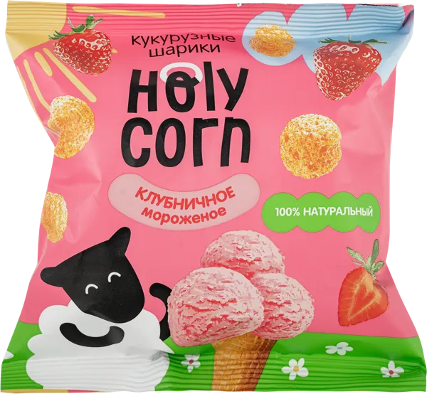 Изображение Кукурузные шарики Холи Корн клубничное мороженое Матяш м/у, 30 г