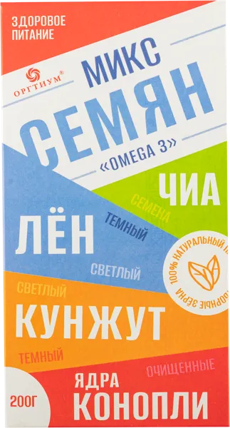Изображение Семена микс омега-3 Оргтиум чиа лен кунжут конопля Оргтиум Плюс к/у, 200 г