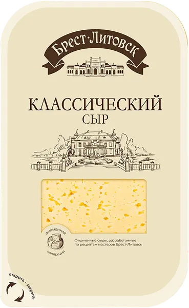Изображение Сыр 45% нарезка Брест-Литовск классический Савушкин продукт п/б, 130 г