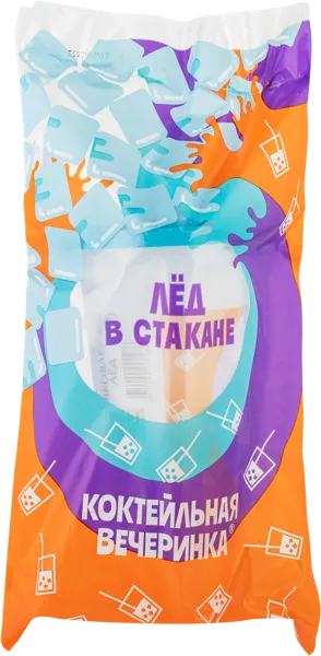 Изображение Лед с трубочкой Коктейльная вечеринка в стакане Айс в кубе флоу-пак, 230 г