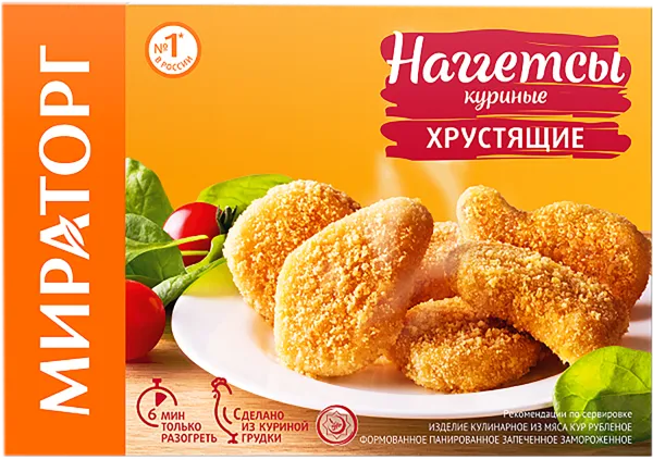 Изображение Полуфабрикат замороженный Мираторг наггетсы хрустящие Мираторг Запад карт/уп, 250 г