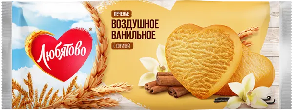 Изображение Печенье сдобное воздушное Любятово ванильное с корицей Любятово м/у, 200 г