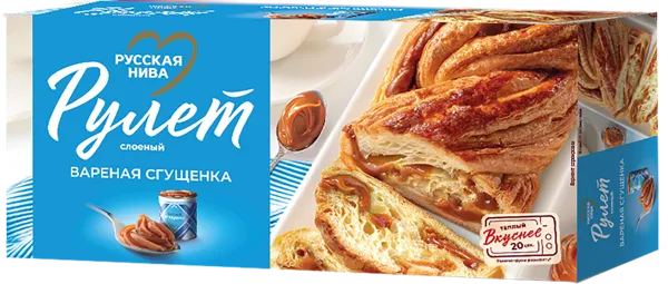 Изображение Рулет слоеный Русская Нива вареная сгущенка Хлебпром кор, 300 г