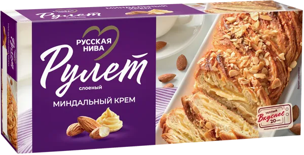 Изображение Рулет слоеный Русская Нива миндальный крем Хлебпром кор, 300 г