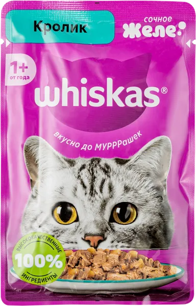 Изображение Корм для кошек Вискас желе кролик Марс м/у, 75 г