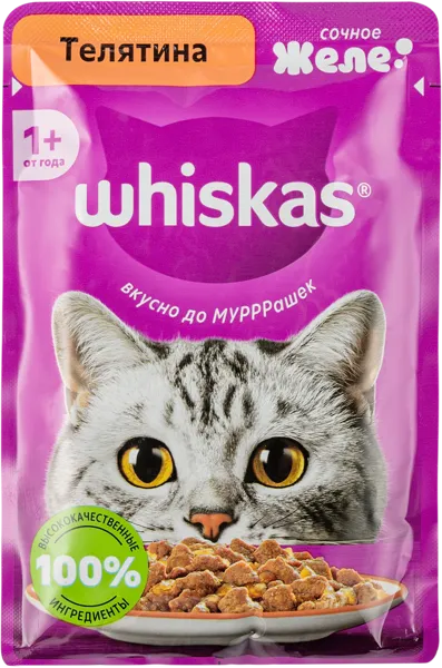 Изображение Корм для кошек Вискас желе телятина Марс м/у, 75 г