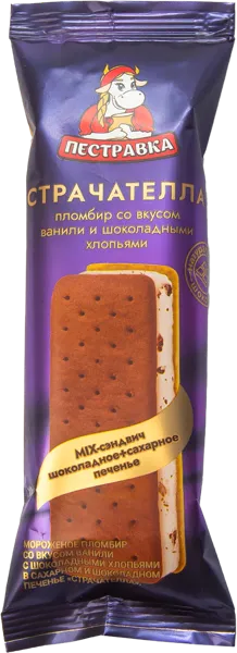 Изображение Мороженое сэндвич Пестравка ваниль с шок хлопьями Купинское мороженое м/у, 76 г