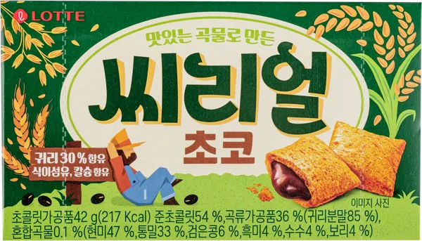 Изображение Печенье злаковое Лотте подушечки с шоколадным кремом Лотте кор, 42 г