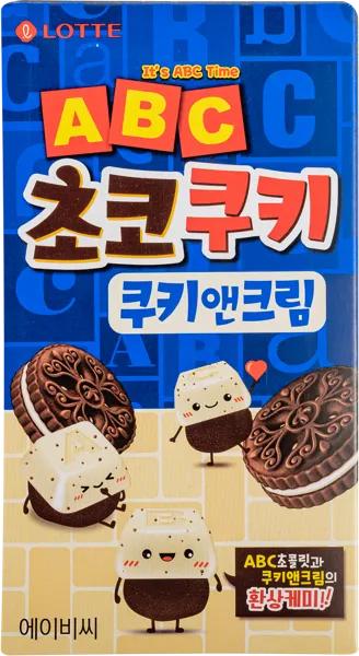 Изображение Печенье шоколадное АВС кубики со сливочной начинкой Лотте кор, 43 г
