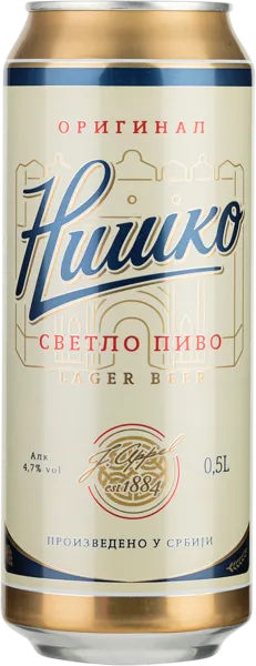Изображение Пиво светлое Лагер 4,7% Нишко Нишко Пивара ж/б, 0,5 л