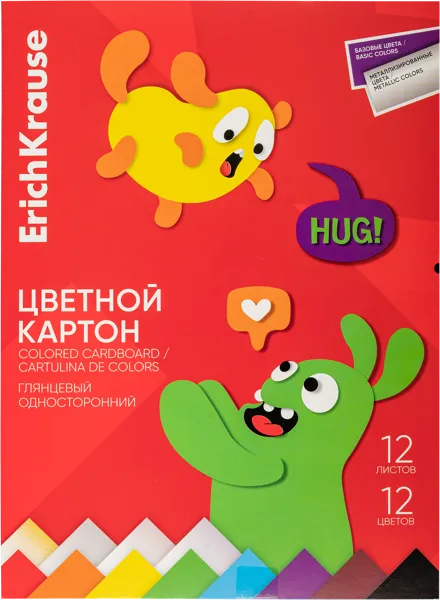 Изображение Картон 12л цветной в папке Эрих Краузе джолли френдс 1сторонн Эрих Краузе , 1 шт