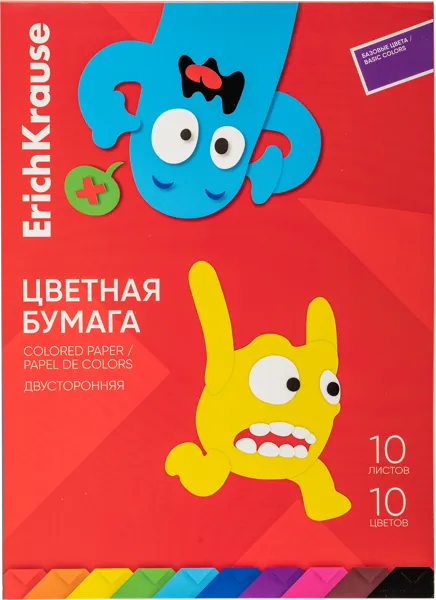 Изображение Бумага 10л цветная на клею Эрих Краузе джолли френдс 2сторонн Эрих Краузе , 1 шт