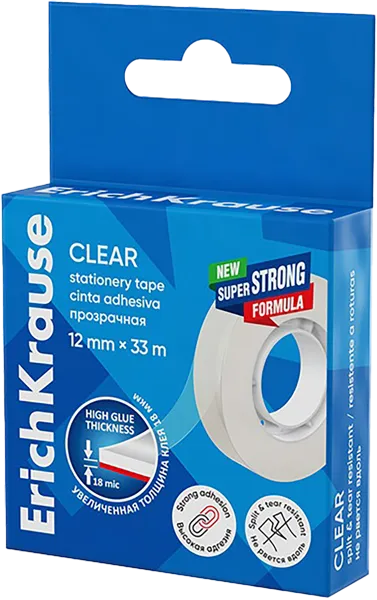 Изображение Лента клейкая канцелярская Эрих Краузе 12ммх33м Эрих Краузе карт/уп, 1 шт