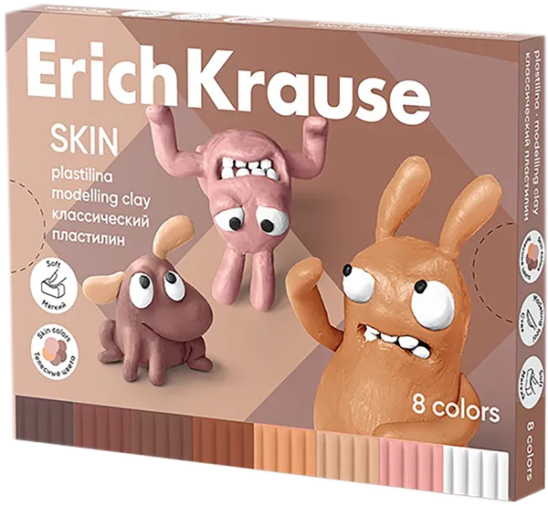 Изображение Пластилин 8 цветов со стеком Эрих Краузе джолли фрэндс скин Эрих Краузе карт/уп, 1 шт