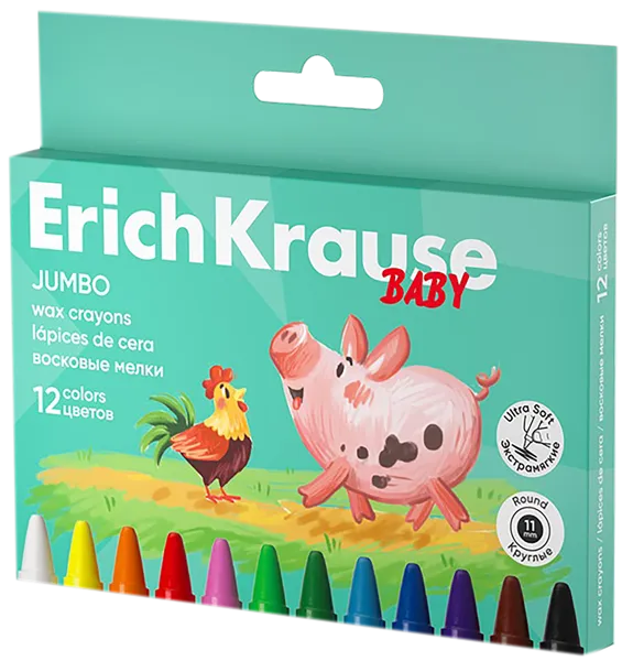 Изображение Мелки восковые Эрих Краузе бэби джамбо круглые Эрих Краузе карт/уп, 12 шт