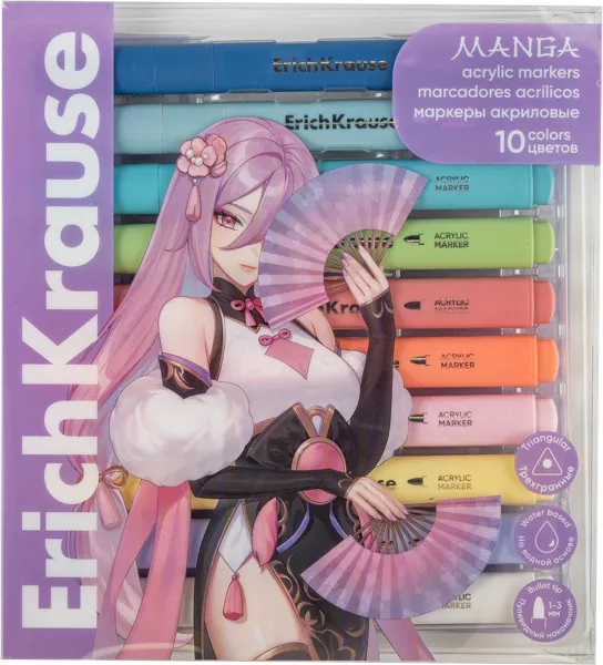 Изображение Маркеры для рисования Эрих Краузе манга акриловые в боксе Эрих Краузе п/у, 10 шт