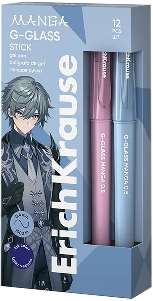 Изображение Ручка 0,5мм синяя гелевая Эрих Краузе джи гласс стик манга Эрих Краузе , 1 шт